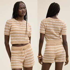 Aerie Fitted Short Sleeve Sweater NEW